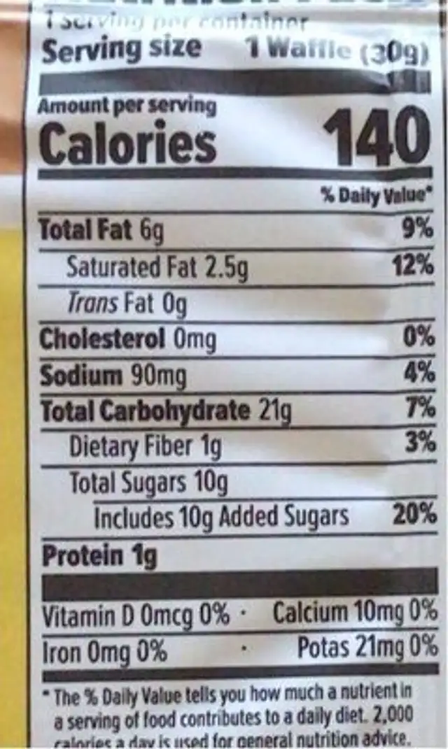 Vanilla chocolate gluten free nutrition facts table