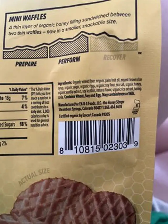 Honey stinger ingredients label