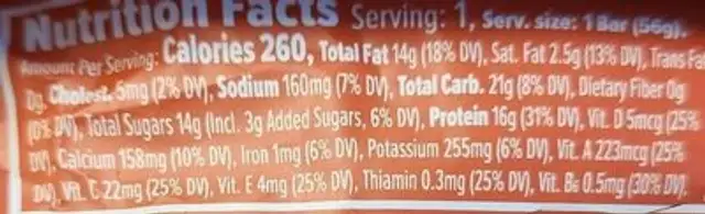 Almond Pumpkin Seed nutrition facts table