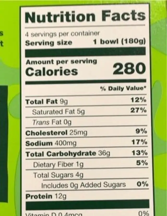 Wagon wheels mac abd cheese nutrition facts table