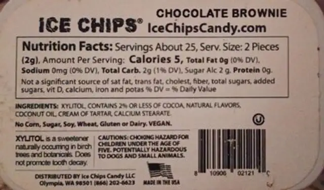 ice chips chocolate brownie nutrition facts table