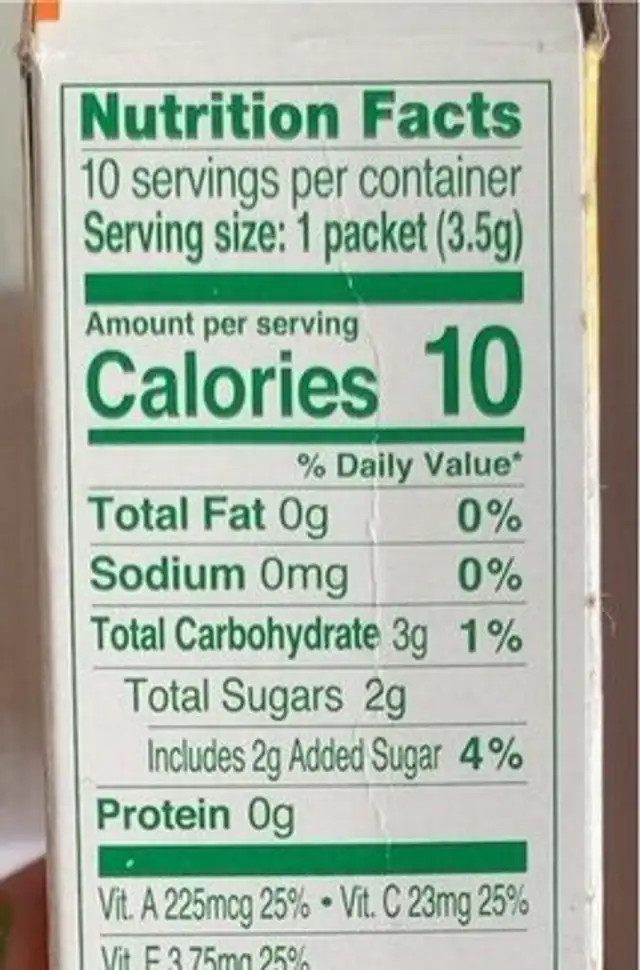 Strawberry banana nutrition facts table
