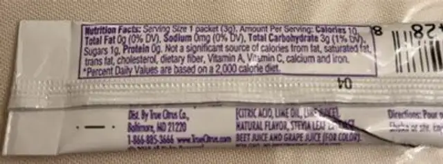 Black cherry limeade nutrition facts table