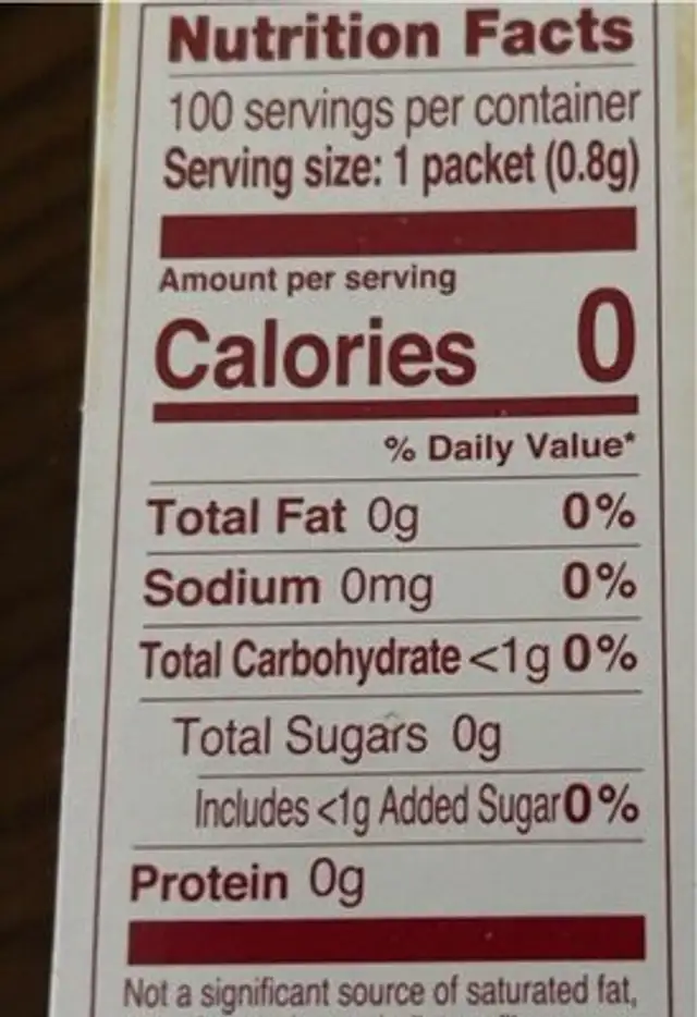 True orange nutrition facts table