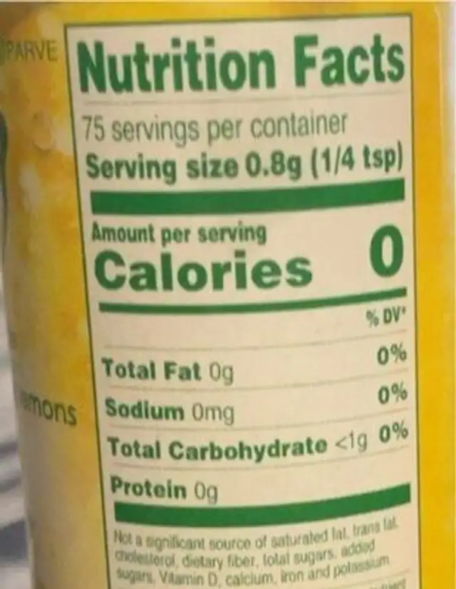 True lemon shaker nutrition facts table