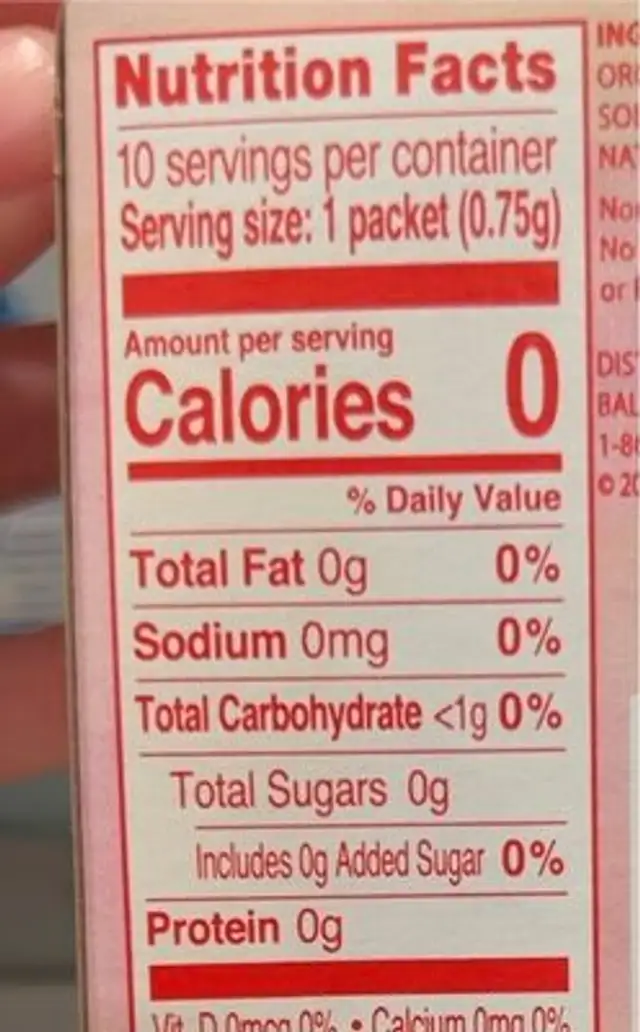 Fruit Infusions nutrition facts table