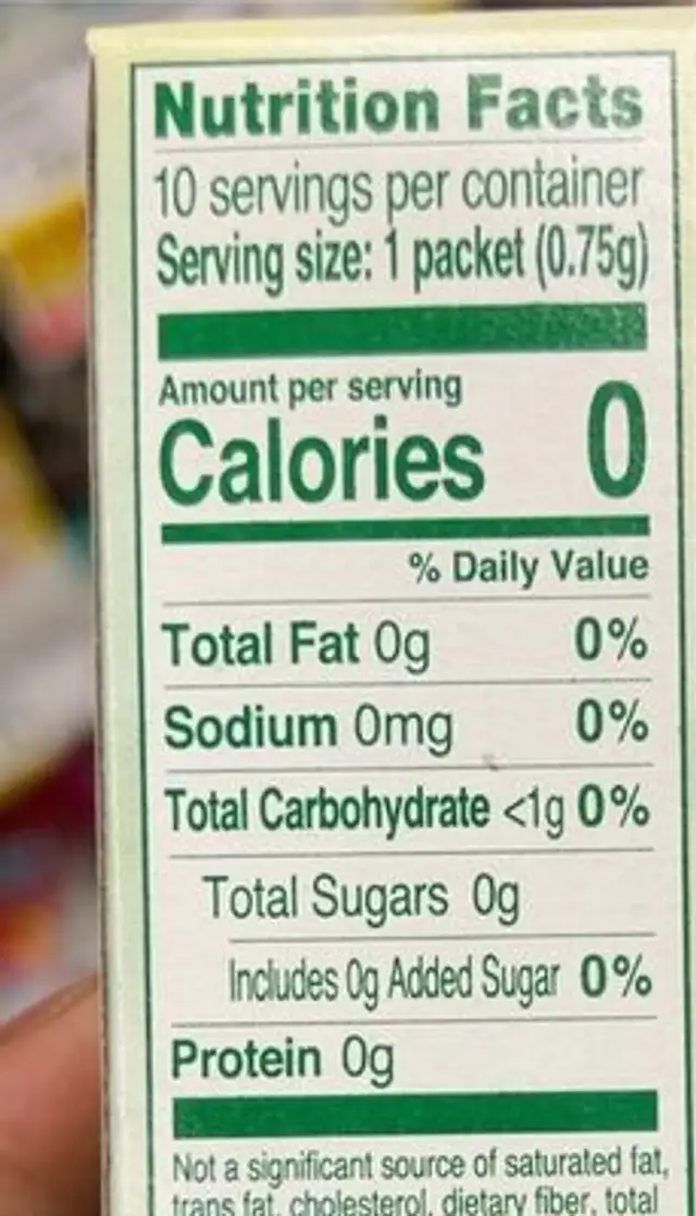 Fruit infusions nutrition facts table