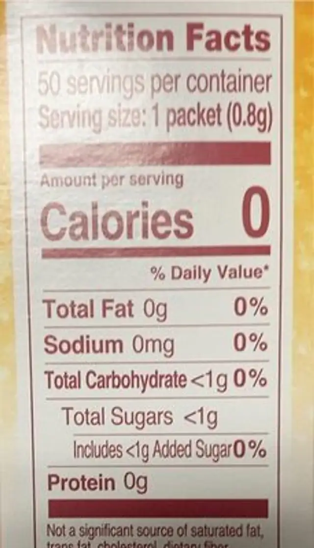 Orange crystallized orange nutrition facts table