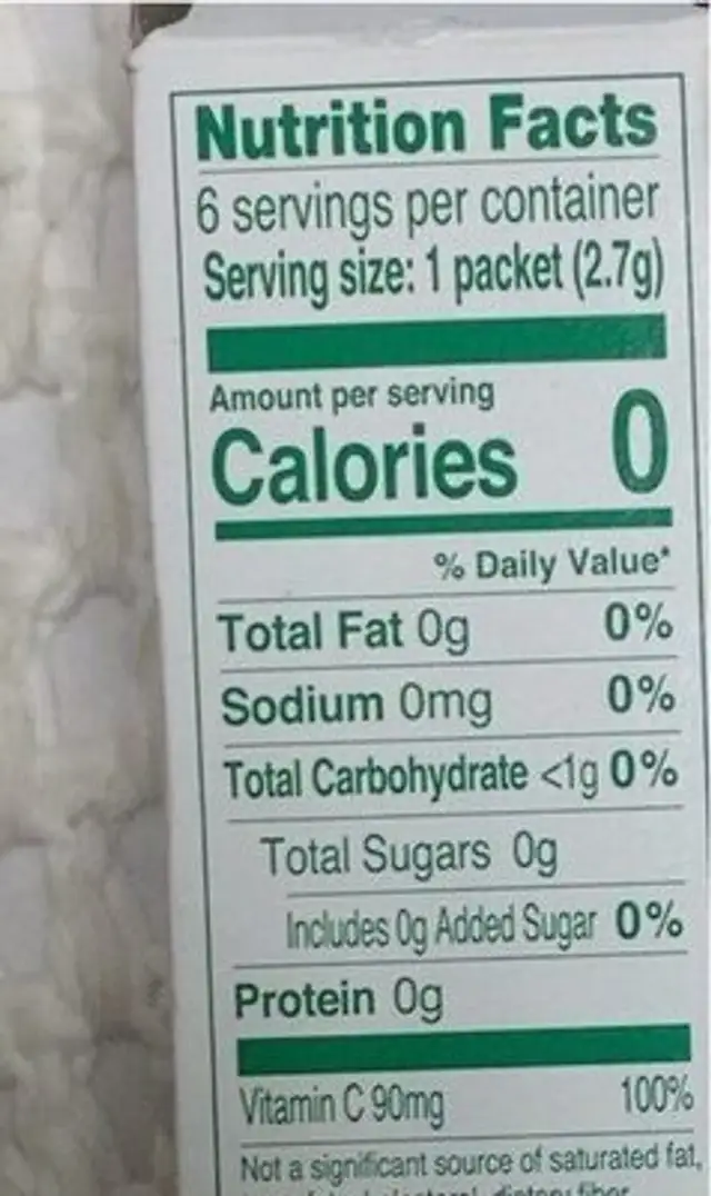 Blueberry Acai Energy nutrition facts table