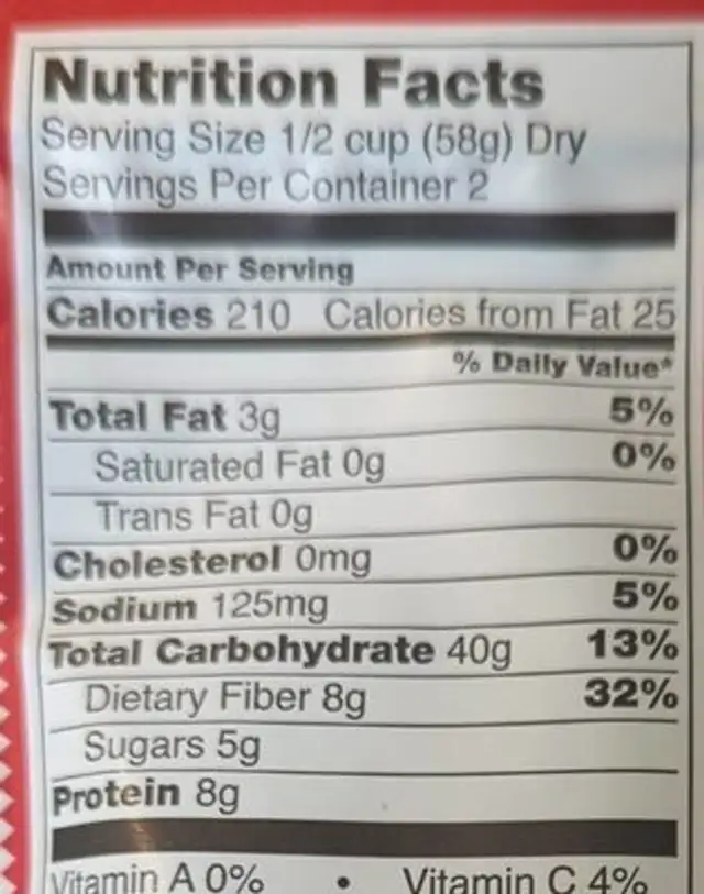 organic breakfast grains red raspberry hot cereal mix nutrition facts table