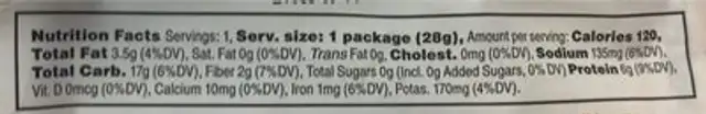 Organic Savory Seeds Mellow Curry nutrition facts table