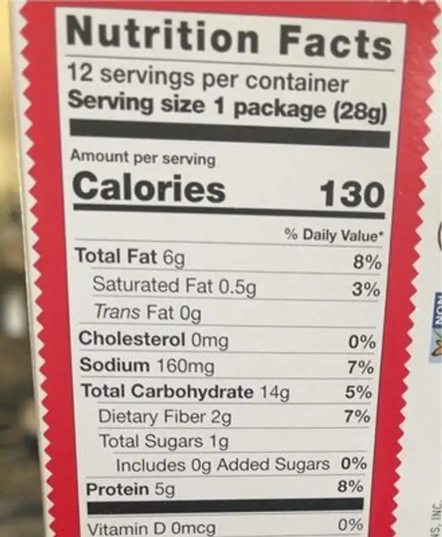 Organic savory seeds nutrition facts table