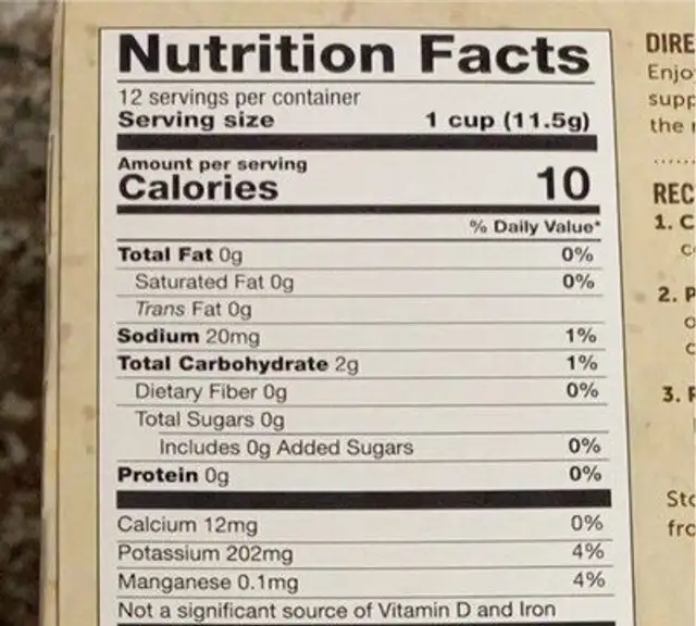 cardio care coffee with superfoods nutrition facts table