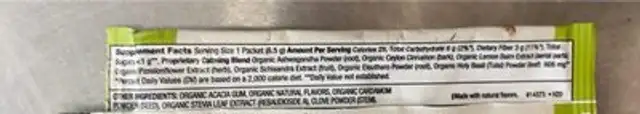 Calm Superfood Water Enhancer nutrition facts table