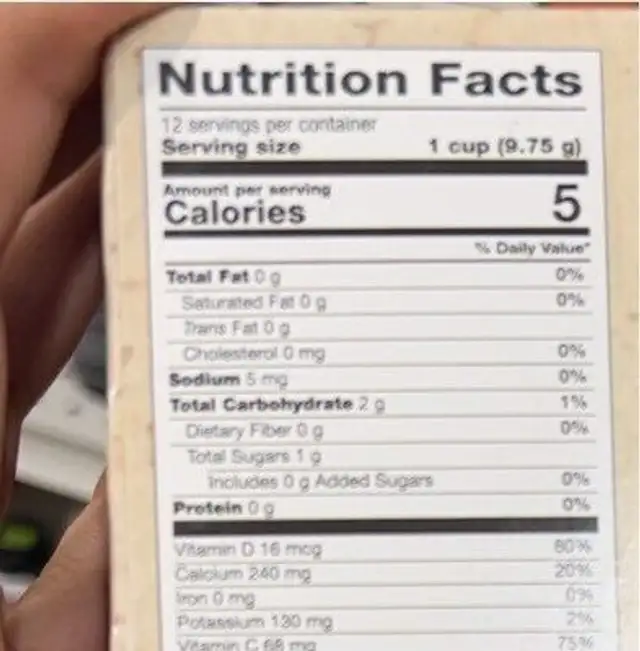 immunity coffee nutrition facts table
