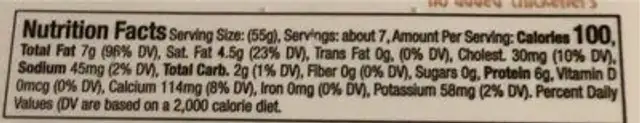 Whole milk ricotta cheese nutrition facts table