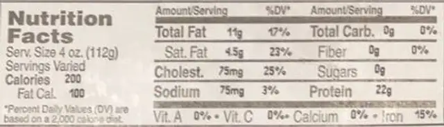 Grass Fed And Finished Ground Beef nutrition facts table