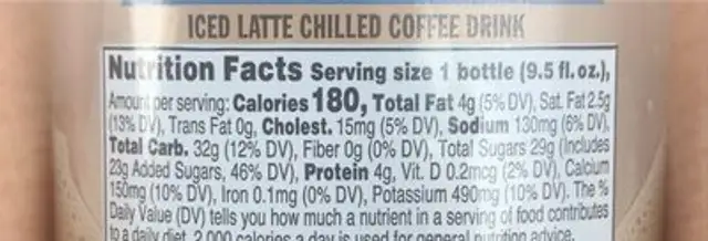Victor allen's coffee vanilla iced chilled coffee drink nutrition facts table