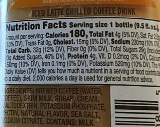 Victor allen's coffee caramel iced chilled coffee drink nutrition facts table