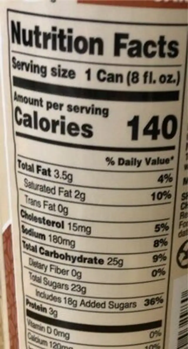 victor allen’s coffee nutrition facts table