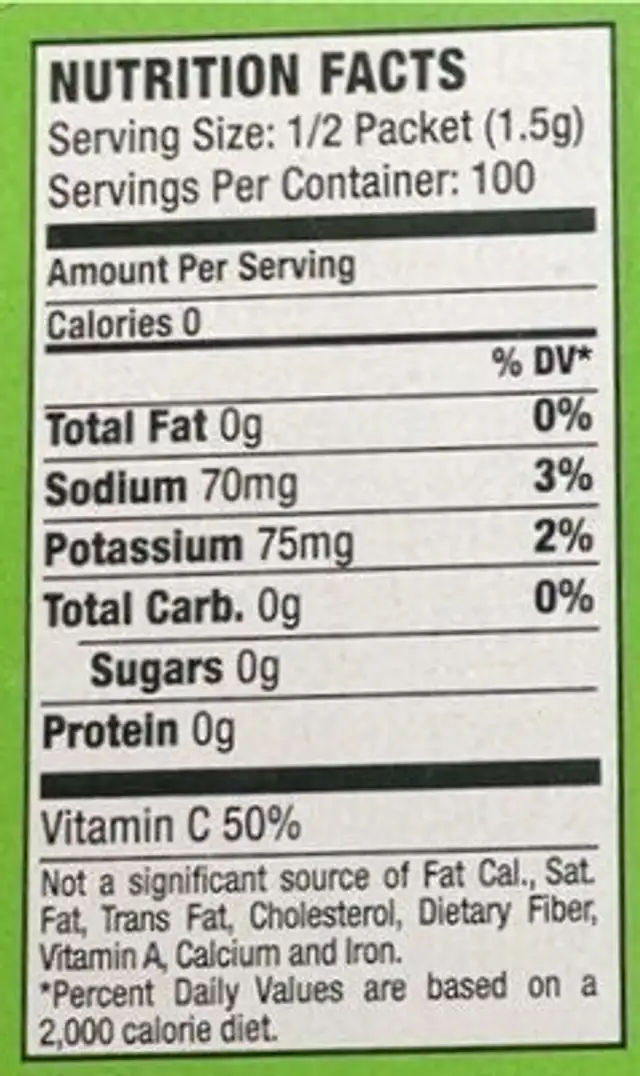 All sport zero nutrition facts table