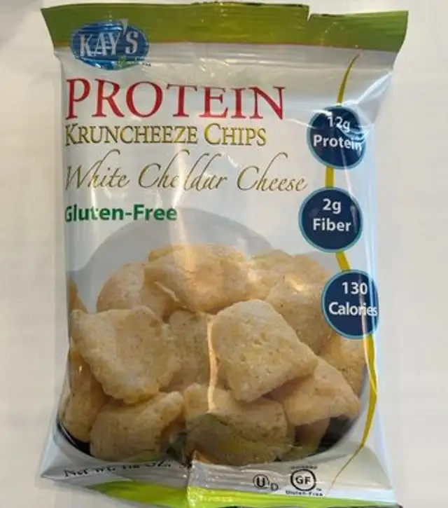 Kay's white cheddar cheese protein kruncheeze chips