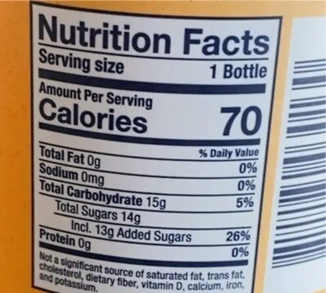 Health-Ade Plus Happy Flavor nutrition facts table