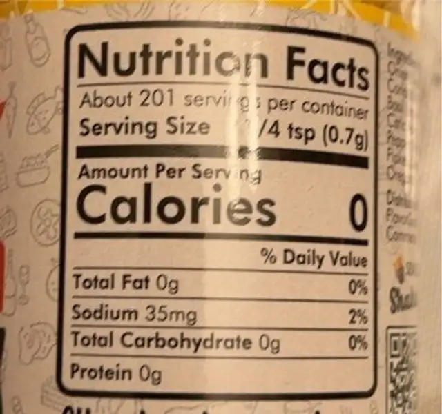 Lemon garlic nutrition facts table