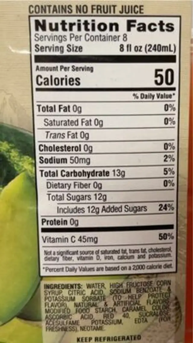 Melon Dulce nutrition facts table