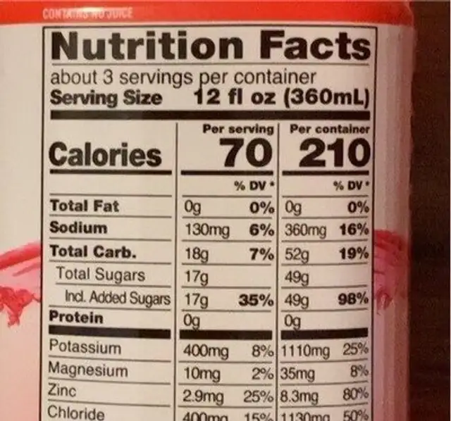 Suero Avanzado nutrition facts table