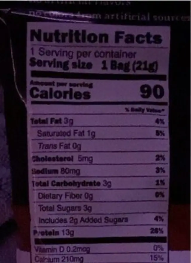Protein Puffs Cookies & Cream nutrition facts table