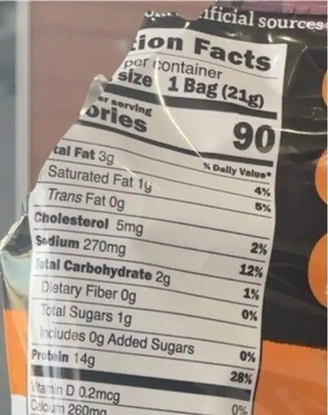 Protein Puffs nutrition facts table