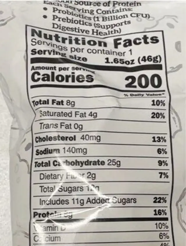 Protein cookies oat and chip nutrition facts table