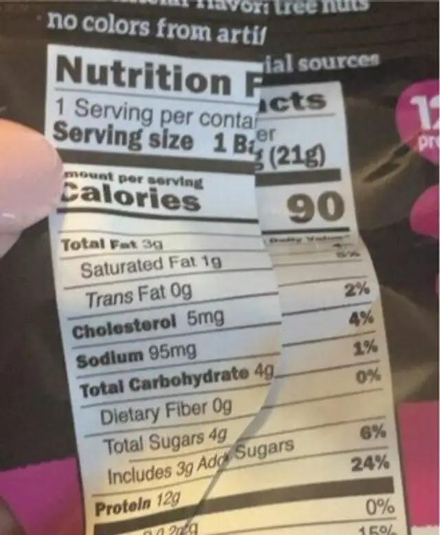 Protein Puffs nutrition facts table