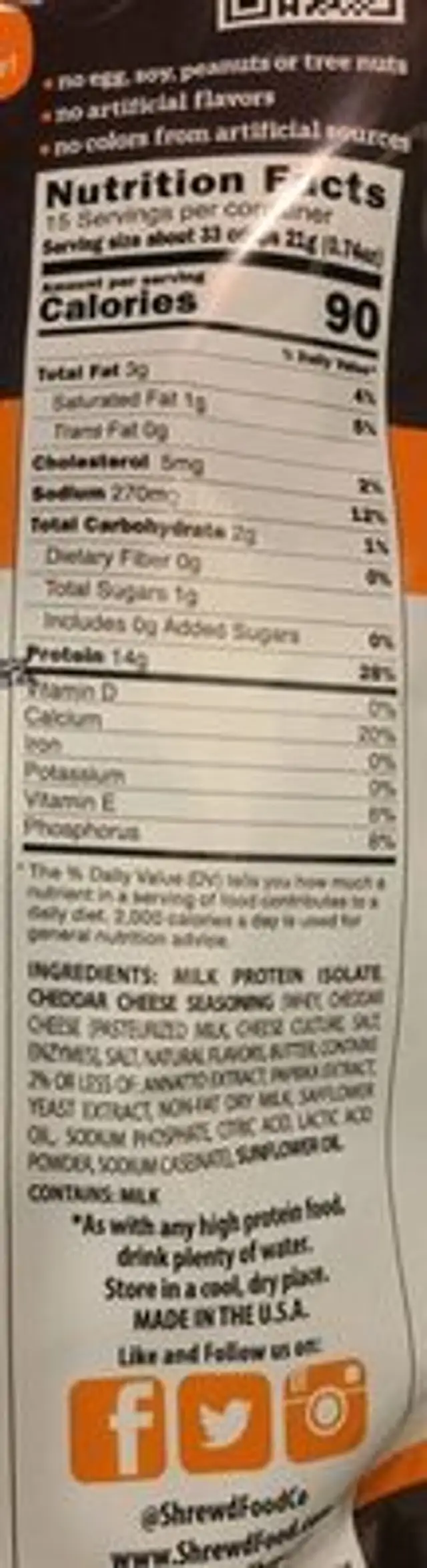 Protein Puffs nutrition facts table