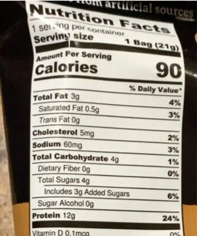 Protein puffs nutrition facts table