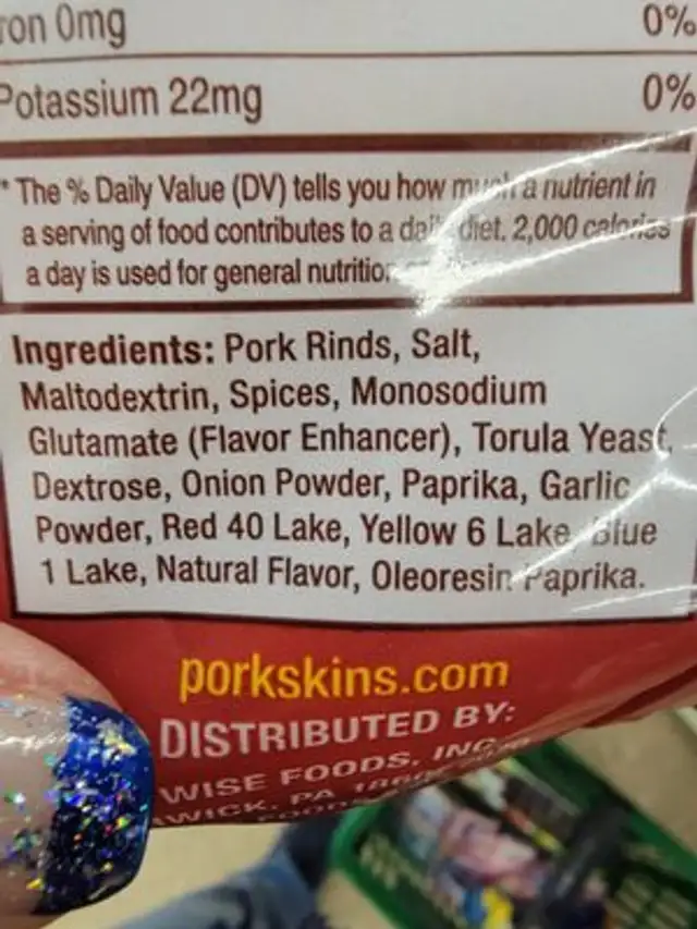 Carolina Pork Rinds Country Snacks ingredients label