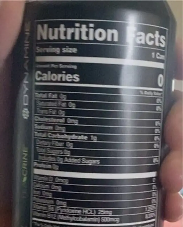 Blue Raz nutrition facts table