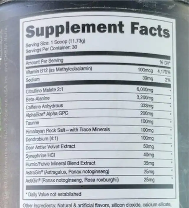 Island Fusion Woke AF nutrition facts table
