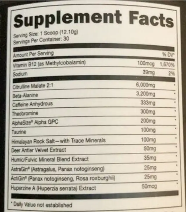 Woke af nutrition facts table