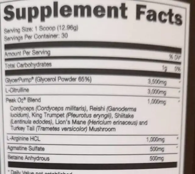 Pump ocalypse nutrition facts table