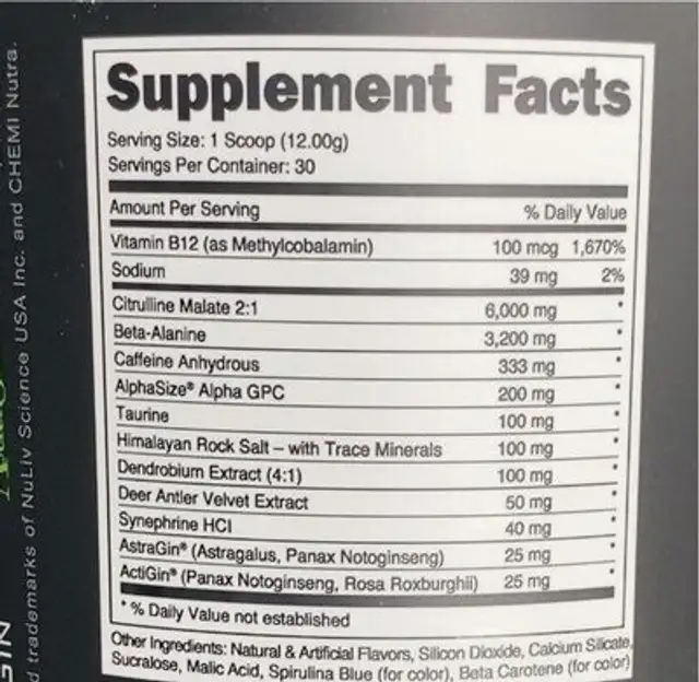 Woke AF nutrition facts table