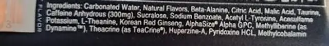 BUCKED UP ENERGY ingredients label