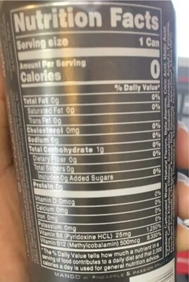 BUCKED UP ENERGY nutrition facts table