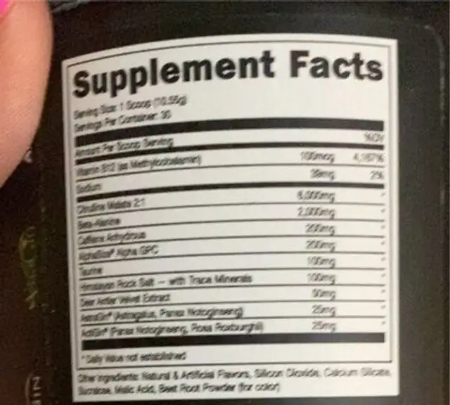 Bucked up nutrition facts table