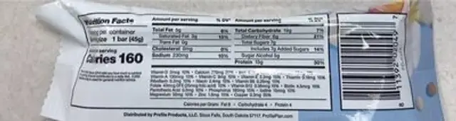 Vanilla caramel protein bar nutrition facts table
