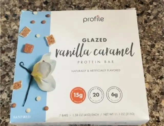 Profile glazed vanilla caramel protein bar