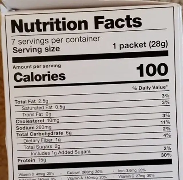 Chocolate Brownie Shake nutrition facts table