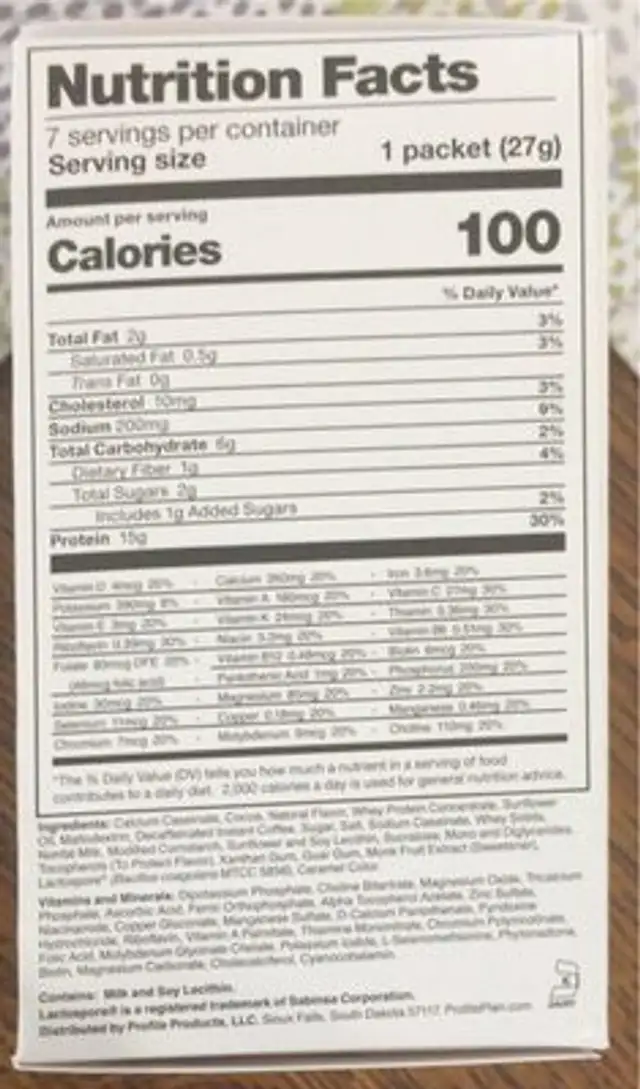 Mocha latte shake nutrition facts table