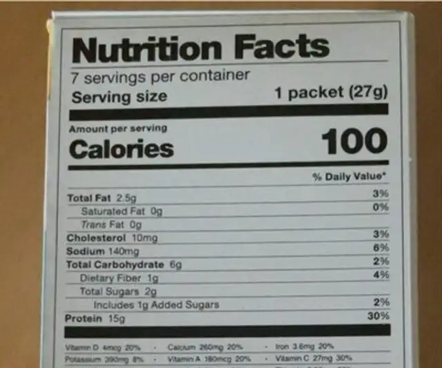 Pina Colada Shake nutrition facts table